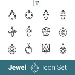 Jewel outline thin modern stylish icon set of 12 icons. Part 3 - pendants . EPS 10..