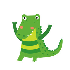 A standing alligator cartoon character. Isolated on white background. Vector illustration.