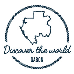 Gabon Map Outline. Vintage Discover the World Rubber Stamp with Gabon Map. Hipster Style Nautical Rubber Stamp, with Round Rope Border. Country Map Vector Illustration.