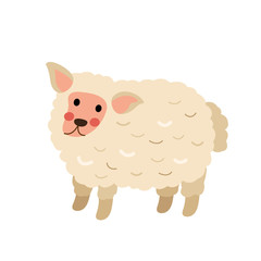 Cute standing Sheep animal cartoon character. Isolated on white background. Vector illustration.