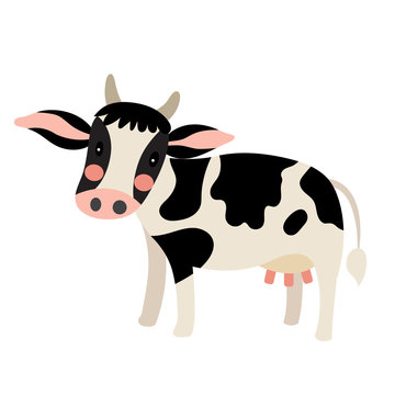 Happy Holstein Cow animal cartoon character. Isolated on white background. Vector illustration.
