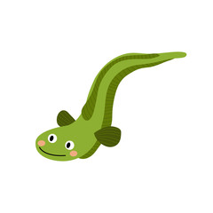 Eel animal cartoon character. Isolated on white background. Vector illustration.
