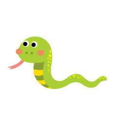Green Snake animal cartoon character. Isolated on white background. Vector illustration.