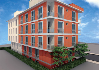 3D render of the building exterior design