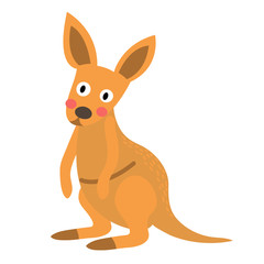 Kangaroo animal cartoon character. Isolated on white background. Vector illustration.