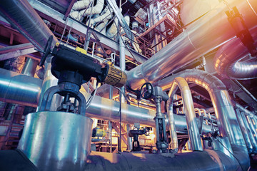 Industrial zone, Steel pipelines, valves and pumps