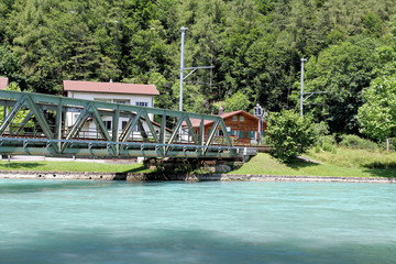 The architecture of the beautiful tourist town of Interlaken, Switzerland