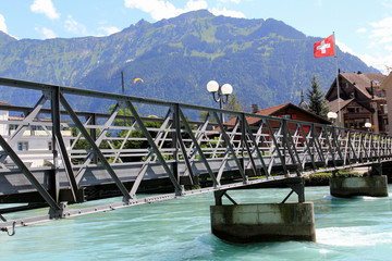 The architecture of the beautiful tourist town of Interlaken, Switzerland