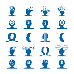 Mind Icons Set - Isolated On White Background - Vector Illustration, Graphic Design. For Web, Websites, Print, Presentation Templates, Mobile Applications And Promotional Materials