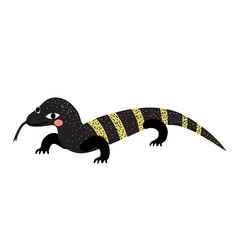 Crawling Monitor lizard animal cartoon character. Isolated on white background. Vector illustration.