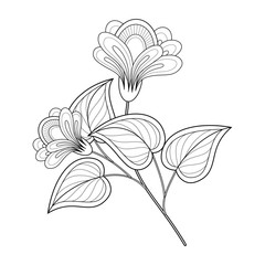 Vector Beautiful Monochrome Flower