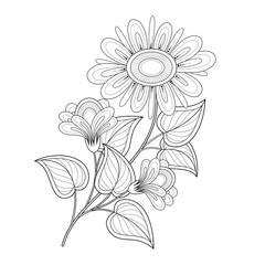 Vector Beautiful Monochrome Flower