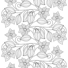 Vector Seamless Monochrome Floral Pattern