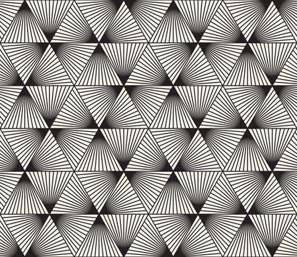 Vector Seamless Black and White Triangle Lines Grid Pattern © Samolevsky