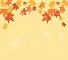 Autumn season background with falling of colored leaves and bokeh effect. Flat design for business financial marketing banking sale advertisement concept illustration.
