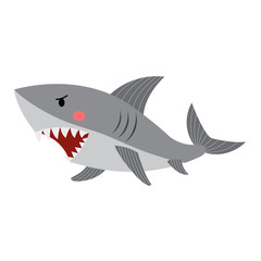 Shark animal cartoon character. Isolated on white background. Vector illustration.