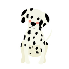 Sitting Dalmatian animal cartoon character. Isolated on white background. Vector illustration.