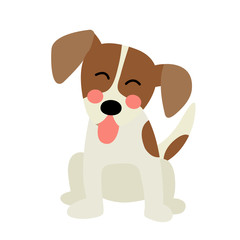 Sitting Jack russell terrier dog animal cartoon character. Isolated on white background. Vector illustration.