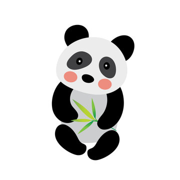 Sitting Chinese Panda bear animal cartoon character. Isolated on white background. Vector illustration.