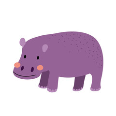 Standing Hippopotamus animal cartoon character. Isolated on white background. Vector illustration.