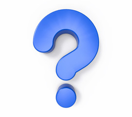 3D Isolated Blue Question Mark. Doubt Solution Support Concept.