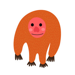 Standing Uakari animal cartoon character. Isolated on white background. Vector illustration.