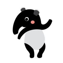 Tapir standing on two legs animal cartoon character. Isolated on white background. Vector illustration.