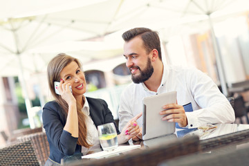 Young business people working on project