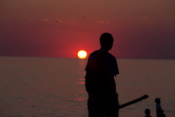 закат,тень,пляж