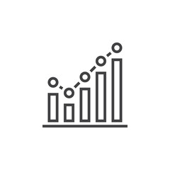 growing graph line icon, business chart outline vector logo, linear pictogram isolated on white, pixel perfect illustration