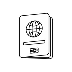 Passport icon in outline style on a white background vector illustration