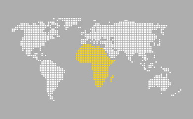 Moderne Pixel Weltkarte grau orange: Afrika