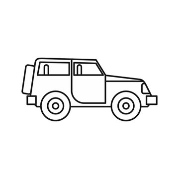 Jeep icon in outline style on a white background vector illustration