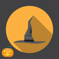 Fototapeta premium Vector isolated icon of witch hood with shadow for Halloween.