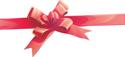 Red ribbon bow invitation, illustration.