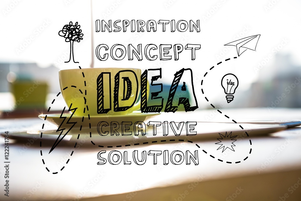 Fototapete idea text with coffee background