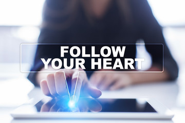 Woman is using tablet pc, pressing on virtual screen and selecting 