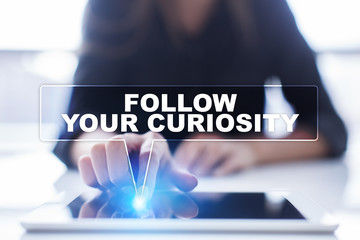 Woman is using tablet pc, pressing on virtual screen and selecting 