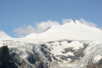 Fototapeta na wymiar Pasterze Glacier at Grossglocker mountain area with snow in summ