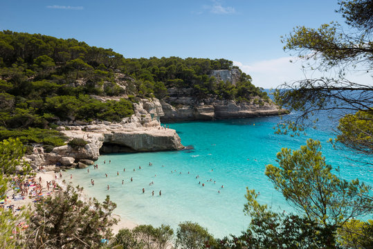 Cala Mitjana in a sunny summer day