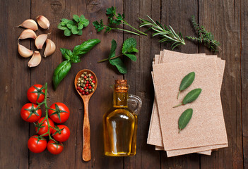 Whole wheat lasagna sheets and ingredients