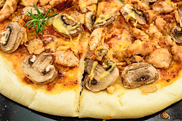 Homemade pizza with mushrooms