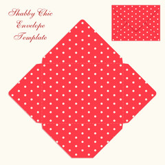 Cute retro envelope templates with polka dots ornament in shabby chic style