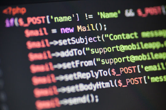 PHP code lines on a monitor