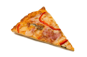 delicious slice pizza isolated on white background
