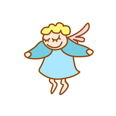 illustration of little flying angel on a white background