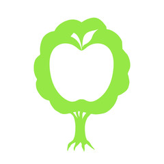 vector illustration green tree with white apple inside