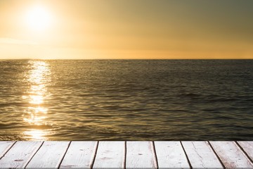 wooden boards with sea background