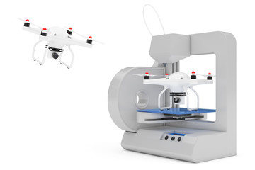 3D Printer Printing Quadrocopter Drone. 3d Rendering