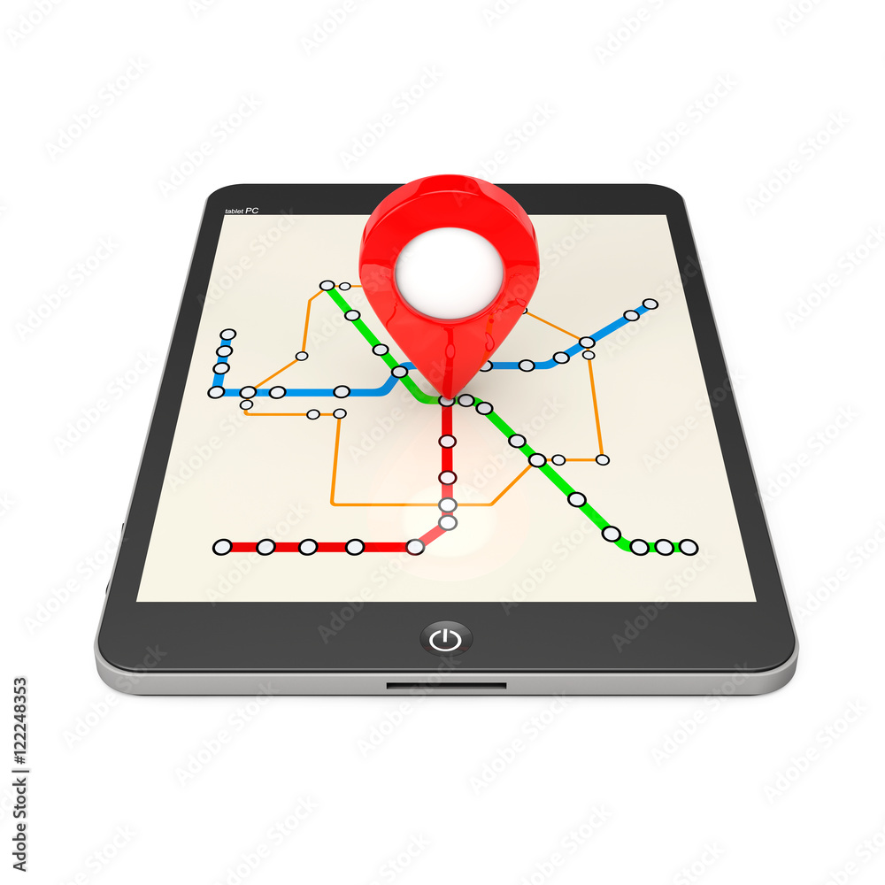 Poster navigation via tablet pc. location pointer on tablet pc with abs